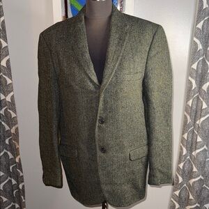 Harris Tweed Vintage Olive Green Wool Sport Coat